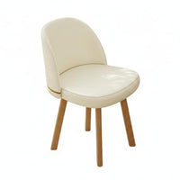 Creamy and design Upholstered rotating Chair with Casters Ergonomic supportrest Upholstered Vanity Chair Mobile Base Desk Seat Armless Design for Students, Makeup Users, Women, Study Room, Bedroom