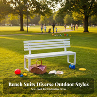 Slatted Outdoor Bench Weather-Resistant Backless Slatted Bench Weatherproof Public Seating for Business Owners, Adults, Courtyard, Garden