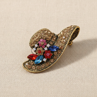 Vintage Rhinestone Alloy Brooch Pin for Sweaters and Clothing