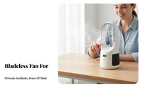 LED Digital Display Bladeless Desk Fan Adjustable Speed Bladeless Fan Easy to Clean for Students, Pet Owners, Bedroom, Dorm Room