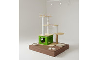 Sturdy Construction Wooden Feline Climber with Space Capsules Modern Design Feline Condo with Scratching Posts Pet Furniture for Multiple Cats, Indoor, Living Room, Apartment