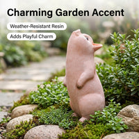 Turning Pig Statue, Large Matte Resin Outdoor Figurine, Backyard Courtyard Decor, Garden Ornament