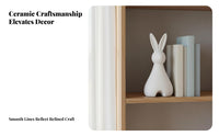 Ceramic Hare Figurine Cute Ceramic Hare Statue Creative Design Tabletop Bunny Statue