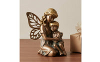 Copper-Hued Fairy Ornament Hand-Painted Look Sitting Fairy Statue Realistic Decorative Home Decor for Garden, Patio, Planter