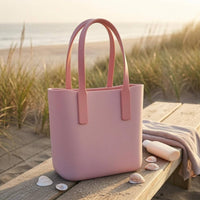 Glossy EVA Tote Handbag uncoveredTop Structured Tote Bag Rounded Corners Rectangular Loop-Handle Bag Boxy