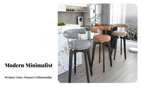 Rotating Wooden Stool with Woven Seat full Wood Bar Chair mid-centuryera Modern Design Home Seating Built-in Footrest for Restaurant Owners, Homeowners, Interior Designers, Kitchen Island, Cafe, Dining Area