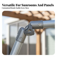 Sturdy Alloy Pole Solar Panel Cleaning Brush Adjustable Length Awning Cleaning Tool Multi-Purpose Extendable Wash Mop Soft Bristles for Professional Cleaners, Property Managers, Boat Owners, Awnings, Roofs, High Glass Surfaces, Outdoor