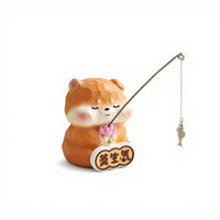Cat Fishing Resin Figurine Desktop Aquatic Decor