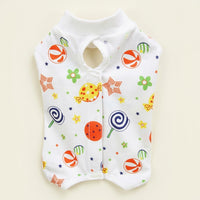 Dog Recovery Suit and Cat Recovery Suit, Polyester Post-Surgery Pet Clothing with Fasteners, Unisex Anti-Lick Post-Operative Pet Clothing Patterned