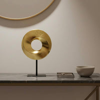 Geometric Tabletop Contemporary Design Abstract Metal Sculpture Gold Abstract Statue for Entryway
