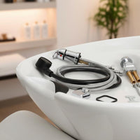 Chrome Finish Shampoo Bowl Faucet Kit Long-Lasting Brass Construction Salon Sink Sprayer Hose Set for Barbers
