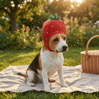 Leaf-Shaped Topper Strawberry Pet Hat Yellow Spots Stuffed Strawberry Hat Lightweight Headwear Funny Novelty for Pets, Photography, Performance