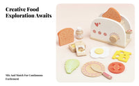 Pretend Breakfast Appliance Set Beech Wood Toy Breakfast Set Smooth for Children