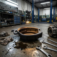 Built-in Handle Oil Drain Pan exposedTop Oil Collection Basin Shallow Plastic Drain Pan Wide Rim for Garage, Workshop