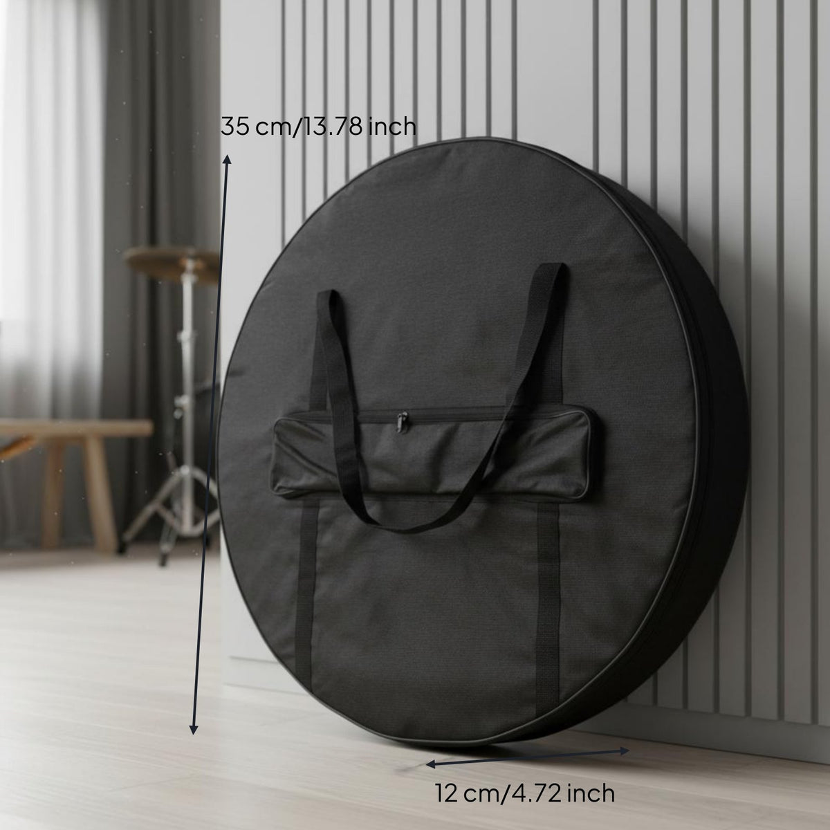 Padded Gong Bag Anti-Knock Hand Drum Bag Wear-Resistant Cymbal Carrying Case for Storage, Travel