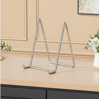 Triangular Frame Display Stand Stainless Steel Wire Display Stand Metal Frame Holder Silver-Toned Finish Desk Accessory