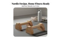 2 Pieces Wooden Press-up Handles Stable Design Wooden Push up Stand Hardwood Wood Exercise Handles Long-Lasting Wood Parallettes