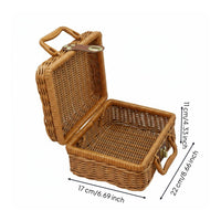 Handmade Rattan Suitcase Decorative Wicker Suitcase Box Multifunctional Woven Hand-Carry Trunk Lightweight for Gift Giving