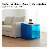 Minimalist Design Transparent C-Shaped Table Modern Aesthetic Nightstand Versatile Use Storage Furniture Polished Lines for Apartment Dwellers, Young Adults, Interior Designers, Bedroom, Living Room, Bay Window Area, Small Areas