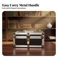Combination Lock Lockable File Box Portable with Handle Aluminum Frame Security Case Sturdy Construction Household Storage Hard-Shell for Homeowners, Business Owners, Collectors, Home, Travel, Car Trunk
