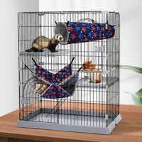Cartoon Hamster Hammock and Hamster Tunnels 2-Piece Set, Polyester Sleeping and Hiding Cage Accessories, for year-round Indoor Use