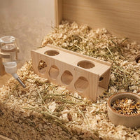 Curved Viewing Tunnel Hamster House, 20cm Wood Hideout for Hamster Accessories, Chewable Small Rodent Burrow and Play Tunnel