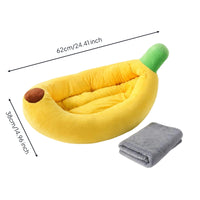Fruit-Shaped Pet Bed Cute Banana-Shaped Cat Bed Warm for Kittens