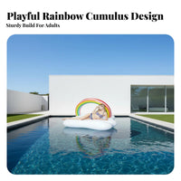 Large Capacity Rainbow Raft Ing Island Heavy Duty Rainbow Cumulus Pool Raft for Families, Party Goers, Lake, Beach