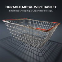 Storage Basket with Handles for Shopping and Groceries, Metal Wire Mesh Design for Vegetable and Bathroom
