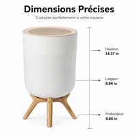 9L Round Bathroom Trash Can, Wood-Look Waste Bin with Push Lid, for Office and Bedroom