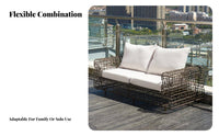 4-Piece Woven Lounge Set mechanical aesthetic Outdoor Furniture Weather-Resistant Garden Seating Group for Families, Homeowners, Patio, Balcony, rearyard