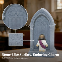 Architectural Miniature Stone-Like Finish Tabletop Figurine Display Molded Arched Backdrop Figurine
