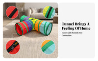 Open-Ended Zipper-Connected Rainbow Play Tunnel Striped Small Pet Plaything Portable Rainbow Cat Tunnel