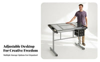 Adjustable Drafting Table Versatile Height Adjustable Drawing Table Sturdy Construction Tilting Art Desk for Artists, Painting, Workshop, Crafting