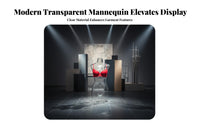 3D Effect Transparent Female Mannequin Torso Realistic Shape Lingerie Photography Mannequin Long-Lasting PC Material Clear Half Body Display Form Lightweight for Online Sellers, Boutique Owners, Photo Studios, Retail Shop S, Window Displays