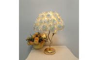Decorative Rose Table Lamp Warm Light Rose Lamp Floral Gold-Tone for Bedside, Bedroom, Living Room