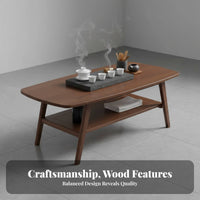 Minimalist Design 2-Tier Rectangular Coffee Table Spacious Tabletop Two-Tier Rectangular Table Sturdy and Long-Lasting Home Furniture Rounded Corners for Homeowners, Apartment Dwellers, Design Enthusiasts, Living Room, Balcony, Lounge Area