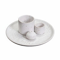 Textured Finish Ceramic Palo Holy Wood Holder Set Elegant Home Decor Sage and Candle Burner Tray Multi-Function Incense Plate for Altar