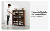 Dust-Proof Multi-Tier Shoe Rack Space Saving Bamboo Shoe Shelf Multifunctional Freestanding Storage Cabinet Easy Assembly for Students, Apartment Dwellers, Homeowners, Hallway, Dorm Room, Closet, Bedroom