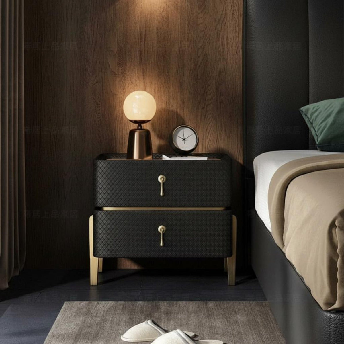 Light Luxury design Bedside Nightstand Modern Minimalist Design Single-Drawer End Table Sturdy Construction Bedroom Furniture Rounded Corners for homeowners, Apartment Dwellers, Students, Home, Dorm Room, Entryway, Office
