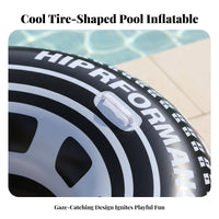 Inflatable Tire Swim Tube With Handles Tire Swimming Tube Thickened Material Wheel Design Swim Tube for Adults, Teens, Beach, Lake, Summer Vacation