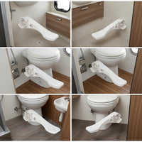 White RV Toilet Pedal Curved Toilet Foot Pedal Compact Hardware Low-Profile for Recreational Vehicle