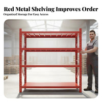 Red Metal Storage Rack Modular Design Adjustable Multi-Layer Shelf High Load Capacity Heavy Duty Warehouse Shelving for Homeowners, Stockroom, Factory