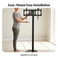 Height Adjustable No-Drill TV Stand Stable Steel Base Floor TV Stand Heavy Duty Home Entertainment Furniture Easy Assembly for Renters, Apartment Dwellers, Small Areas, Office, Exhibition
