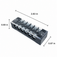 TB-1506 DIN Rail Terminal Block, 600V 15A, 100 pieces 6-pole, for control cabinet & DIYers, secure electrical connection
