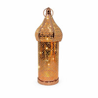 Perforated Metal Lantern LED Hollow-out Lantern Long-Lasting Safe for Tabletop, Patio