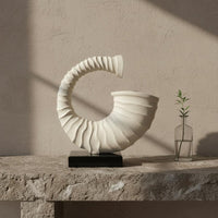 Japanese Retro Wabi-Sabi Aesthetic Ornament Elegant Design Spiral Shaped Statue Minimalist Decor Resin Spiral Art Piece Artistic Accent for Tea Room, Bookshelf, Office, Entryway