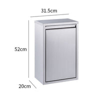 Brushed Stainless Steel Wall-Mounted Trash Can Cabinet Concealed Tilt-out Trash Cabinet Flush-Mount Recessed Waste Receptacle Modern for Renovators, Homeowners
