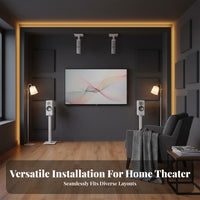 2 Pieces Sturdy Construction Satellite Speaker Stand Stable Weighted Base Speaker Floor Stand Anti-Slip Pads Home Theater Equipment Built-in Cable Management