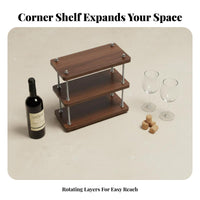 Desktop Beverage Rack Vintage Design Rustic Countertop Organizer Space-Saving Adjustable Corner Storage Rack for Homeowners, Renters, Pantry